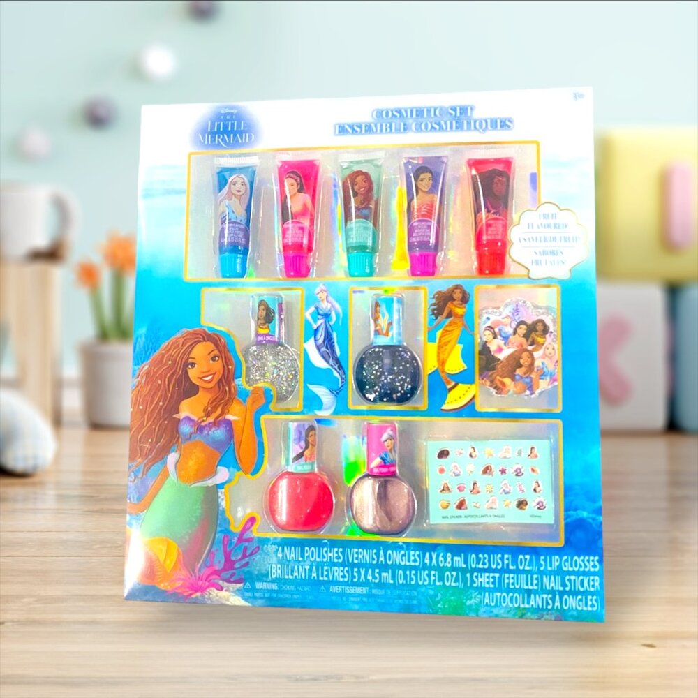 Disney The Little Mermaid Cosmetic Toy Set –Princess Lip Gloss & Nail Polish Kit